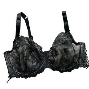 Adore Me Black Unlined Lace Bra Sexy Plus Size 40DDD